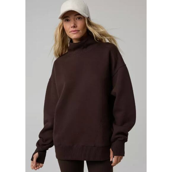 aerie Tops - Aerie Offline Cloud Oversized Mock Neck Sweatshirt Dark Brown Size XL